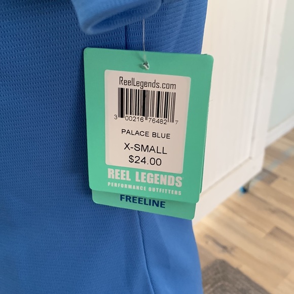 ❤️ NWT Reel Legends Top Short Sleeve UPF30 Sun Protection Blue XS Freeline - Picture 4 of 8